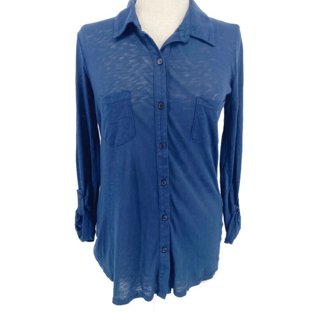 Splendid Long Sleeve Collared Button Up Roll‎ Up Sleeves (Sz S)